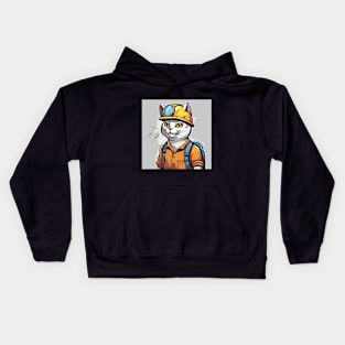 cute portrait of cats with hard hats Kids Hoodie